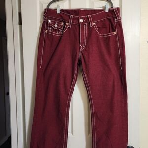 True Religion Dark Red Straight Jeans